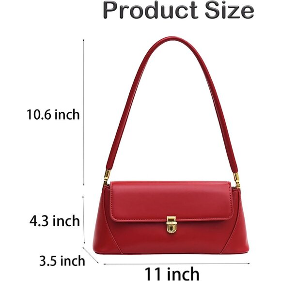 Vintage Small Red Shoulder Bag for Women Zipper Closure and Classic Design - Picture 2 of 7